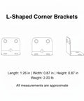 L Shaped Steel Corner Brackets For Cabinets Chairs And Shelves 10 Pack With Screws dimensions and design schematics