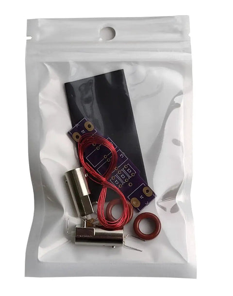 QRP AM Broadcast Interference BCI Filter Kit for Ham Radios and SDR Receivers, components in a clear plastic package