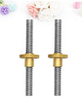 Two Pack Stainless Steel Lead Screw Rod With Nut For Stepper Motor And 3D Printer Applications Smooth Quiet Z Axis Threaded Rod