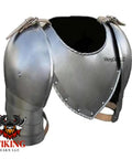 Medieval Iron Gorget And Spaulders Shoulder Armor Set For LARP SCA Knights Handcrafted Steel Pauldrons And Vambrace Pair