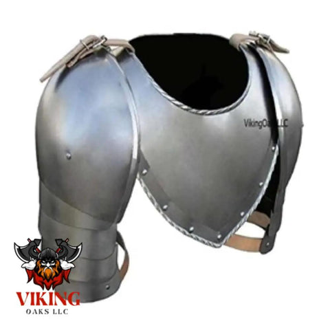Medieval Iron Gorget And Spaulders Shoulder Armor Set For LARP SCA Knights Handcrafted Steel Pauldrons And Vambrace Pair