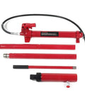 10 Ton Hydraulic Porta Power Kit With Heavy Duty Car Jack Ram For Auto Repair Shop Use, red hydraulic pump and cylinder set.