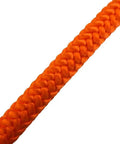 Close-up of neon orange Half Inch Flip Line For Tree Climbing 8 Feet USA Made Aluminum Swivel Beefy Tough Construction High Visibility