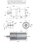 Technical drawing and side view of JGA25-370 Gear Motor 12V DC Low RPM High Torque Micro Gearbox Motor for Robotics details