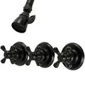 Victorian Tub And Shower Faucet Matte Black Wall Mount Solid Brass Construction Washerless Cartridge One Half Inch NPT Connection