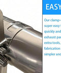 Close-up view of Stainless Steel Exhaust Tack Welding Clamp-On Kit for 2 inch to 3.5 inch pipes, showing corrosion-resistant clamp use.