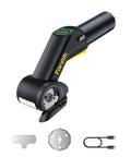 C10 Pro BowGuide Electric Cardboard Cutter Cordless Scissors with LED Display showing components and accessories