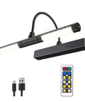 Rechargeable Picture Light With Remote For Paintings And Wall Art, Wireless Dimmable LED Display Lamp with USB and remote shown.