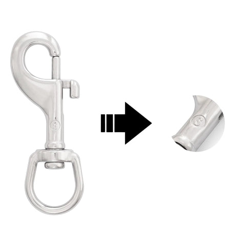 Front view: SHONAN 3.5-inch stainless steel swivel eye snap hook, bolt snap, 2-pack