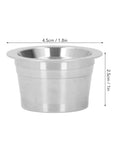 Sleek Stainless Steel Reusable Coffee Capsules With Dual Mesh Screens Refillable Pods For Single Cup Brewers dimensions shown.