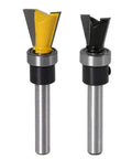 Top Shelf Carbide Dovetail Router Bit Set Two Piece Kit with yellow and black cutting heads for drawer and jewelry box making.