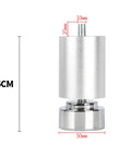 Heavy Duty Adjustable Metal Furniture Legs Set 4x 6cm Lift Alloy Threaded Feet with anti-slip cap, screw dimensions displayed