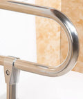 Close-up of Heavy Duty 304 Stainless Steel Bathroom Handrail Tough As Nails Grab Bar showcasing non-slip surface and mounting.