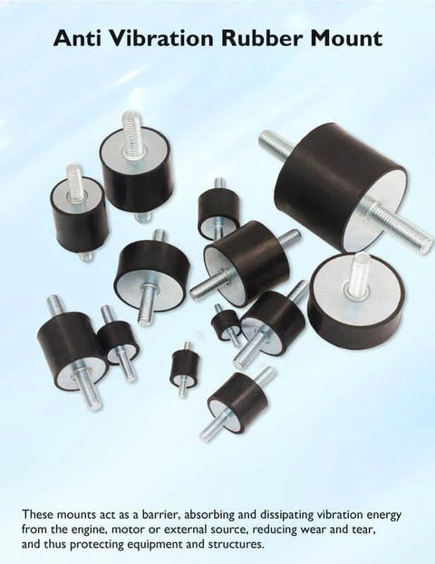Rubber Vibration Isolator Mounts With Double Studs For Cars Boats Motors And Pumps Anti Vibration Silent Blocks Includes Four Mounts And Eight M6 Lock Nuts Size 18 By 25 By 20 Millimeters