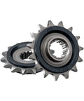 15 Tooth Rubber Cushioned Front Countershaft Sprocket For Motorcycles Real Durable Metal Build That Dampens Chain Jerk For Smoother Shifts OEM Grade Quality Long Lasting Ride Easy Install Upgrade For Daily Riders, black rubber-cushioned steel front sprocket