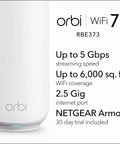 WiFi 7 Mesh System For Home With Dual Band Coverage Up To 6,000 Sq Ft, 5 Gbps Speed, 70 Devices, Router Plus Two Extenders, BE5000