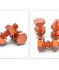 4 Pack M8 60mm Hex Bolts Kit With Nuts, Flat Washers And Spring Lock Washers In T2 Conductive Pure Copper Hex Head Screws displayed
