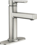 High Arc Kitchen Faucet In Brushed Nickel Finish, RINZA Series Hi Arc Design, Model 84627SRN, side view with durable stainless look