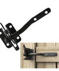 Heavy Duty Automatic Gate Latch Featuring Tough As Nails Self Actuating Mechanism And Secure Padlock Loop Built For Up To 144Mm Gates installed on wooden fence.