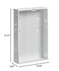 21-Inch SMC Structured Media Enclosure Only, Model 47605-21E, White, Rack-Ready Wall-Mount Cabinet with dimensions and cutout shown