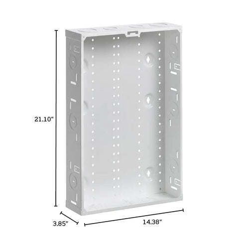 21-Inch SMC Structured Media Enclosure Only, Model 47605-21E, White, Rack-Ready Wall-Mount Cabinet with dimensions and cutout shown