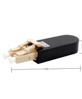 Multimode LC Loopback Fiber Optic Adapter for Equipment Testing, PEI shell with ceramic sleeve, 50 to 125 micron fiber, side view