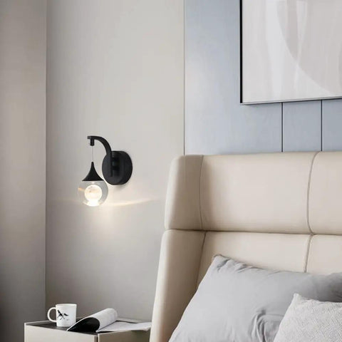 Moon Crystal Wall Sconces Dimmable 5W LED Bedroom Bedside Lamps For Living Room Hallway Warm 3300K Ambient Lighting Sand Black Modern Fixture Triac Dimmer Compatible Cozy Vibe