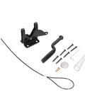 Heavy Gauge Iron Fence Lock With Self Locking Gate Latch And Adjustable Pull Cable Locks Dead Tight Backyard Security Gear, components arranged.