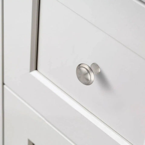Stainless Steel Cabinet Door Handle from Set Of 4 With Hidden Buckle Drawer Pulls in Gun Grey installed on white cabinet