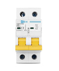Rock Solid Heavy Duty 2 Pole DC Circuit Breaker With C Curve For 600 Volt Systems shows a dual pole design, rated 6000 amps.