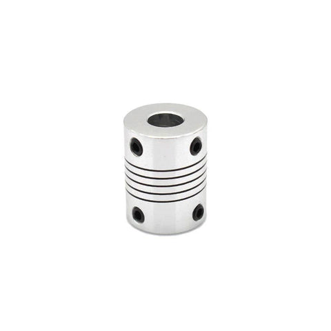 ReliaBot flexible shaft coupling, 5–8 mm bore, aluminum, front view