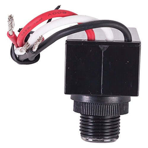 Tork RKP301 Outdoor 120-Volt Button Photocontrol Dusk To Dawn Sensor with wires for exterior lighting installation.