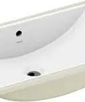White Vitreous China Undermount Rectangular Bathroom Sink with High Gloss Porcelain Finish for Vanity Top, featuring overflow