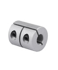 Aluminum rigid shaft coupling with two set-screw holes, 6–8 mm bore, 25 mm length