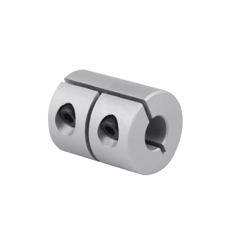 Aluminum rigid shaft coupling with two set-screw holes, 6–8 mm bore, 25 mm length