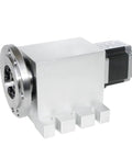 High Precision Harmonic Drive Reducer Dividing Head 4th Axis CNC Rotary Axis With 100mm Chuck And Three To Four Jaw Chuck 50 To 1 Speed Reduction Ideal For Woodworking Tools Milling And Engraving, white metal body