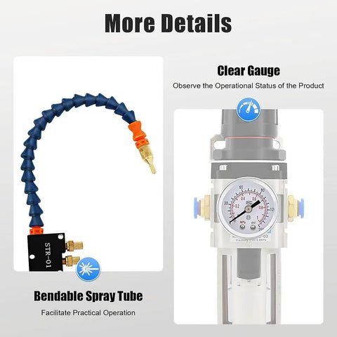 Rock Solid CNC Coolant Spray Pump Kit With Dual Mist Nozzles For Lathe Milling Drilling Hella Durable Oil Lubricator Gauge and Spray Tube