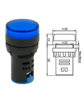 22mm LED Indicator Light Heavy Duty for Industrial Machinery Control Circuits 220V AC Panel Mount Seven Eighths Inch with Screw Terminals Blue