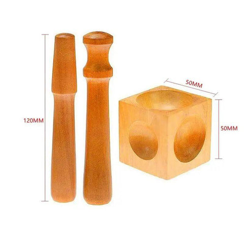 Wooden Square Dapping Block Punch Kit for DIY Doming and Stamping of Soft Metals Like Gold Silver Copper Aluminum with Concave Surfaces
