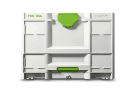 Sys3 Combo M Drawer Systainer With Front Access In A Tower Pro Grade Tool Organizer with visible handles and latches.