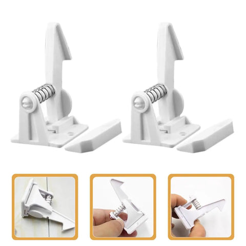 16 Pack Childproof Cabinet Locks Easy Install with ABS Plastic White Finish for dressers and drawers, close-up of lock design.