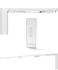 Electric Curtain Track With Retractable Motor For 7 To 17 Feet, remote control and power cord, white rail system