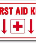 Emergency Safety Sign 8x12 Inch Aluminum First Aid Kit Station Identification Plaque for Office Factory School Indoor Use, Easy Mount Wall Sign