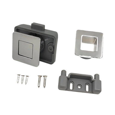 Push Button Latch Lock For Cabinets And Campers RVs Keyless Bright Chrome Cabinet Door Lock with hardware and screws