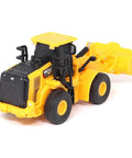 1:64 Scale RC Cat 950M Wheel Loader Toy Truck - Battery Powered, Plastic Construction, Yellow Model 26003, side view