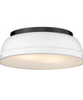 14-Inch Duncan Flush Mount Ceiling Light in Matte Black with Matte White Shade for modern living room, kitchen or hallway, clean silhouette