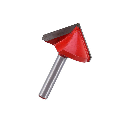 1/4 Inch Shank V Groove Router Bit With Double Carbide Edges For Clean 90 Degree Chamfers And Engraving On Wood acrylic MDF PVC Made For Cool Woodworking Signs And Fancy Decor Projects, angled view