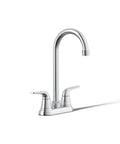 Jolt 2-Handle Bar Faucet Polished Chrome Deck Mounted Widespread 3-Hole Kitchen Sink Faucet sleek modern design in white background