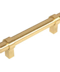 20 Pack Brushed Brass Bar Cabinet Pulls Modern Contemporary Style, Solid Steel Construction, Four Inch Hole Centers, Five And Five Sixteenths Inch Long