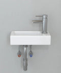 Small Wall Mount Sink Porcelain Ceramic Mini Corner Hand Basin Right Hand 14.5 Inch Compact Wash Basin For Tiny Bathrooms Space Saving Design Durable White Ceramic For Modern Bathrooms